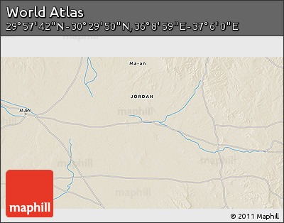 Shaded Relief 3D Map of the Area around 30° 13' 46" N, 36° 37' 30" E
