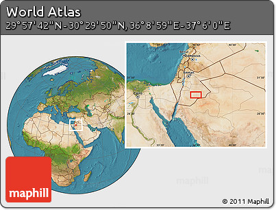 Satellite Location Map of the Area around 30° 13' 46" N, 36° 37' 30" E