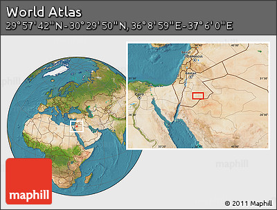 Satellite Location Map of the Area around 30° 13' 46" N, 36° 37' 30" E