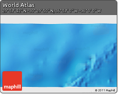 Physical 3D Map of the Area around 30° 13' 46" N, 36° 28' 30" W