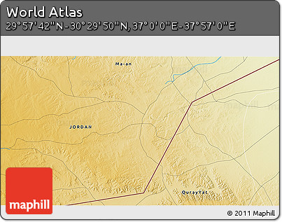 Physical 3D Map of the Area around 30° 13' 46" N, 37° 28' 30" E