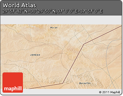 Satellite 3D Map of the Area around 30° 13' 46" N, 37° 28' 30" E