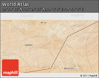 Satellite 3D Map of the Area around 30° 13' 46" N, 37° 28' 30" E