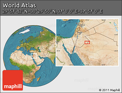 Satellite Location Map of the Area around 30° 13' 46" N, 37° 28' 30" E