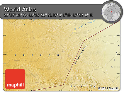 Physical Map of the Area around 30° 13' 46" N, 37° 28' 30" E
