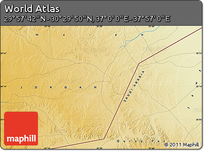 Physical Map of the Area around 30° 13' 46" N, 37° 28' 30" E