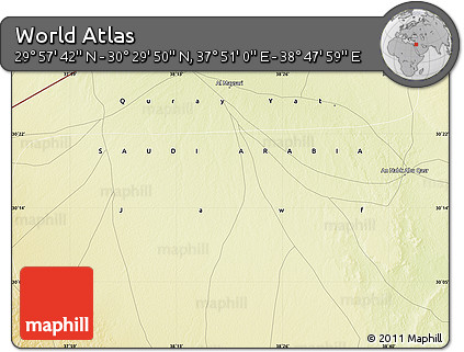 Physical Map of the Area around 30° 13' 46" N, 38° 19' 30" E