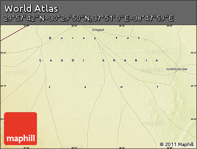 Physical Map of the Area around 30° 13' 46" N, 38° 19' 30" E
