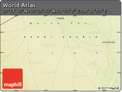Physical Map of the Area around 30° 13' 46" N, 38° 19' 30" E