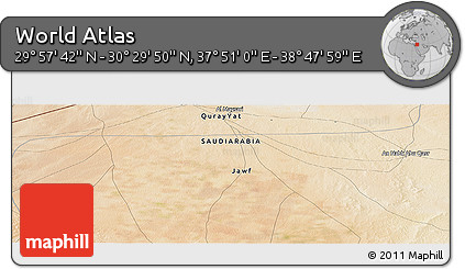 Satellite Panoramic Map of the Area around 30° 13' 46" N, 38° 19' 30" E