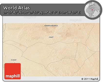 Satellite 3D Map of the Area around 30° 13' 46" N, 39° 10' 29" E