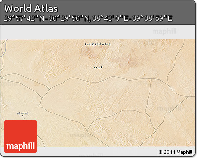 Satellite 3D Map of the Area around 30° 13' 46" N, 39° 10' 29" E