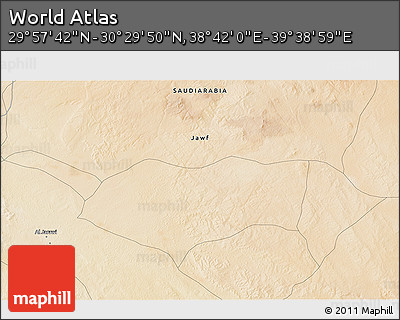 Satellite 3D Map of the Area around 30° 13' 46" N, 39° 10' 29" E