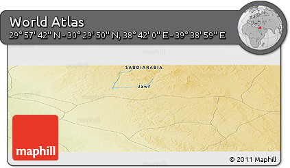 Physical Panoramic Map of the Area around 30° 13' 46" N, 39° 10' 29" E