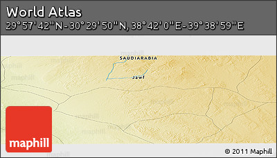 Physical Panoramic Map of the Area around 30° 13' 46" N, 39° 10' 29" E