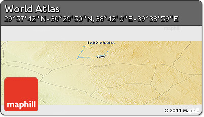 Physical Panoramic Map of the Area around 30° 13' 46" N, 39° 10' 29" E