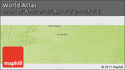 Physical Panoramic Map of the Area around 30° 13' 46" N, 3° 28' 30" E