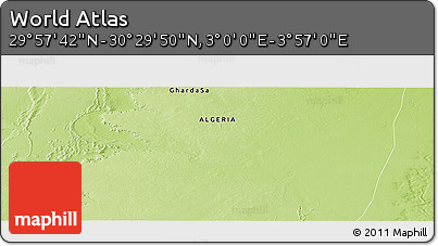 Physical Panoramic Map of the Area around 30° 13' 46" N, 3° 28' 30" E