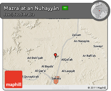 Shaded Relief 3D Map of Mazra`at An Nuhayyān