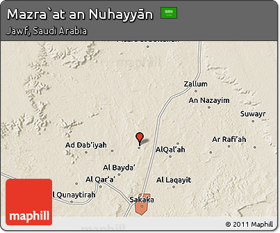 Shaded Relief 3D Map of Mazra`at An Nuhayyān