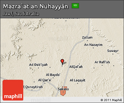 Shaded Relief 3D Map of Mazra`at An Nuhayyān