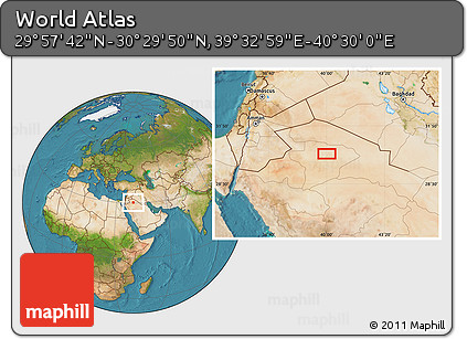 Satellite Location Map of the Area around 30° 13' 46" N, 40° 1' 29" E