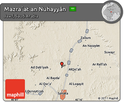 Shaded Relief Map of Mazra`at An Nuhayyān
