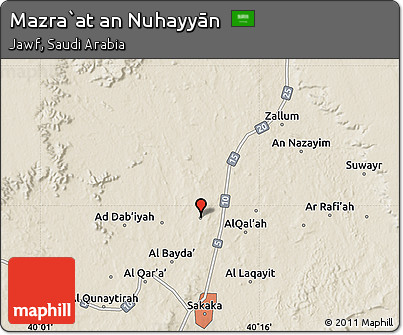 Shaded Relief Map of Mazra`at An Nuhayyān