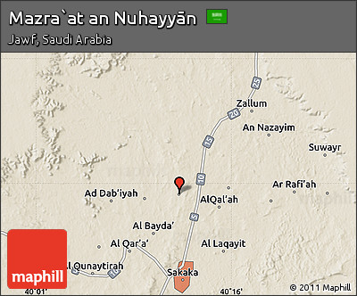 Shaded Relief Map of Mazra`at An Nuhayyān