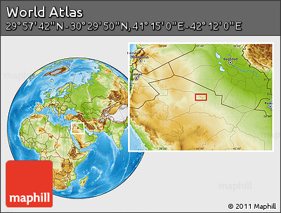 Physical Location Map of the Area around 30° 13' 46" N, 41° 43' 30" E