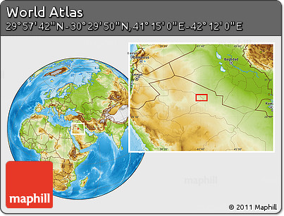 Physical Location Map of the Area around 30° 13' 46" N, 41° 43' 30" E