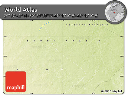 Physical Map of the Area around 30° 13' 46" N, 41° 43' 30" E