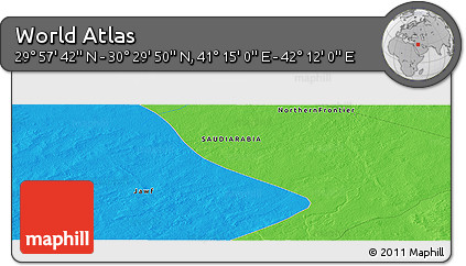 Political Panoramic Map of the Area around 30° 13' 46" N, 41° 43' 30" E