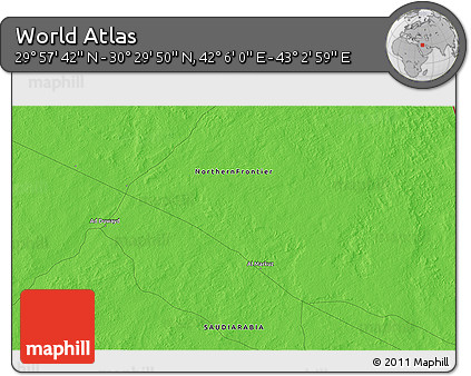 Political 3D Map of the Area around 30° 13' 46" N, 42° 34' 30" E