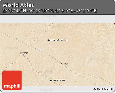 Satellite 3D Map of the Area around 30° 13' 46" N, 42° 34' 30" E