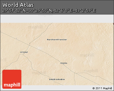 Satellite 3D Map of the Area around 30° 13' 46" N, 42° 34' 30" E