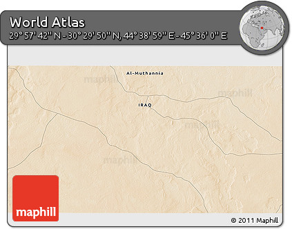 Satellite 3D Map of the Area around 30° 13' 46" N, 45° 7' 30" E