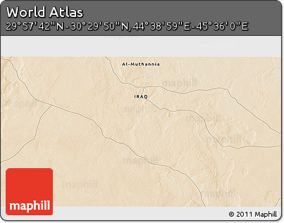 Satellite 3D Map of the Area around 30° 13' 46" N, 45° 7' 30" E