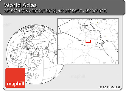 Blank Location Map of the Area around 30° 13' 46" N, 45° 7' 30" E