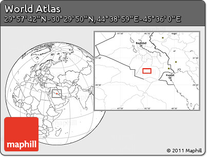 Blank Location Map of the Area around 30° 13' 46" N, 45° 7' 30" E