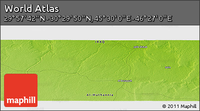 Physical Panoramic Map of the Area around 30° 13' 46" N, 45° 58' 30" E