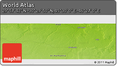 Physical Panoramic Map of the Area around 30° 13' 46" N, 45° 58' 30" E