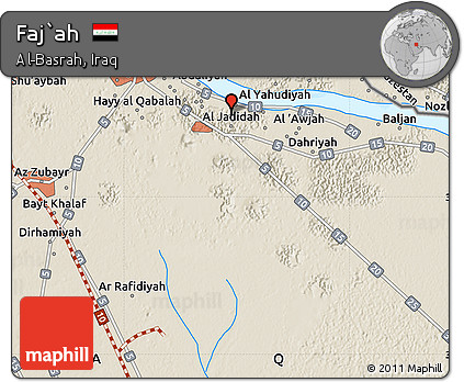 Shaded Relief Map of Faj`ah