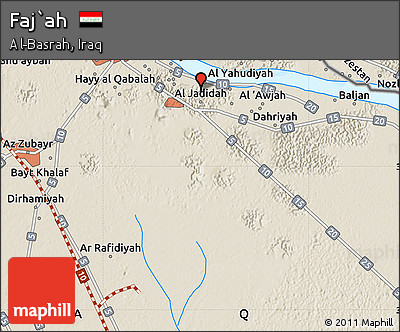 Shaded Relief Map of Faj`ah
