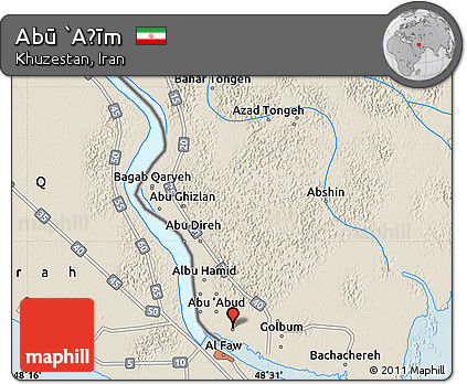 Shaded Relief Map of Abū `Aẕīm