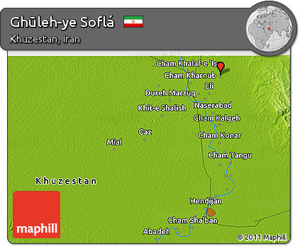 Physical 3D Map of Ghūleh-ye Soflá
