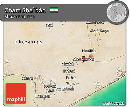 Satellite 3D Map of Cham Sha`bān