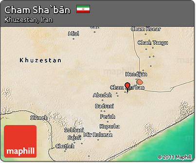 Satellite 3D Map of Cham Sha`bān