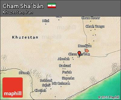 Satellite 3D Map of Cham Sha`bān
