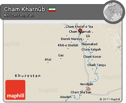 Shaded Relief 3D Map of Cham Kharnūb